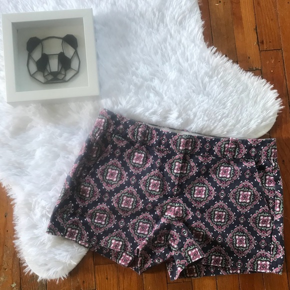 J Crew navy blue shorts w pink white green pattern - Picture 3 of 4